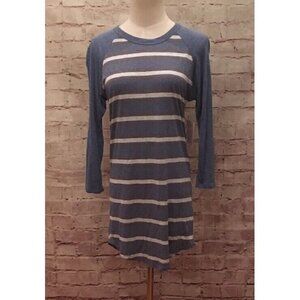 LuLaRoe RANDY Baseball Tee Shirt Size XS Blue White Gray Striped 3/4 Sleeve NEW